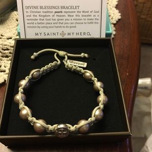 My Saint My Hero Blessed beige pearl bracelet
